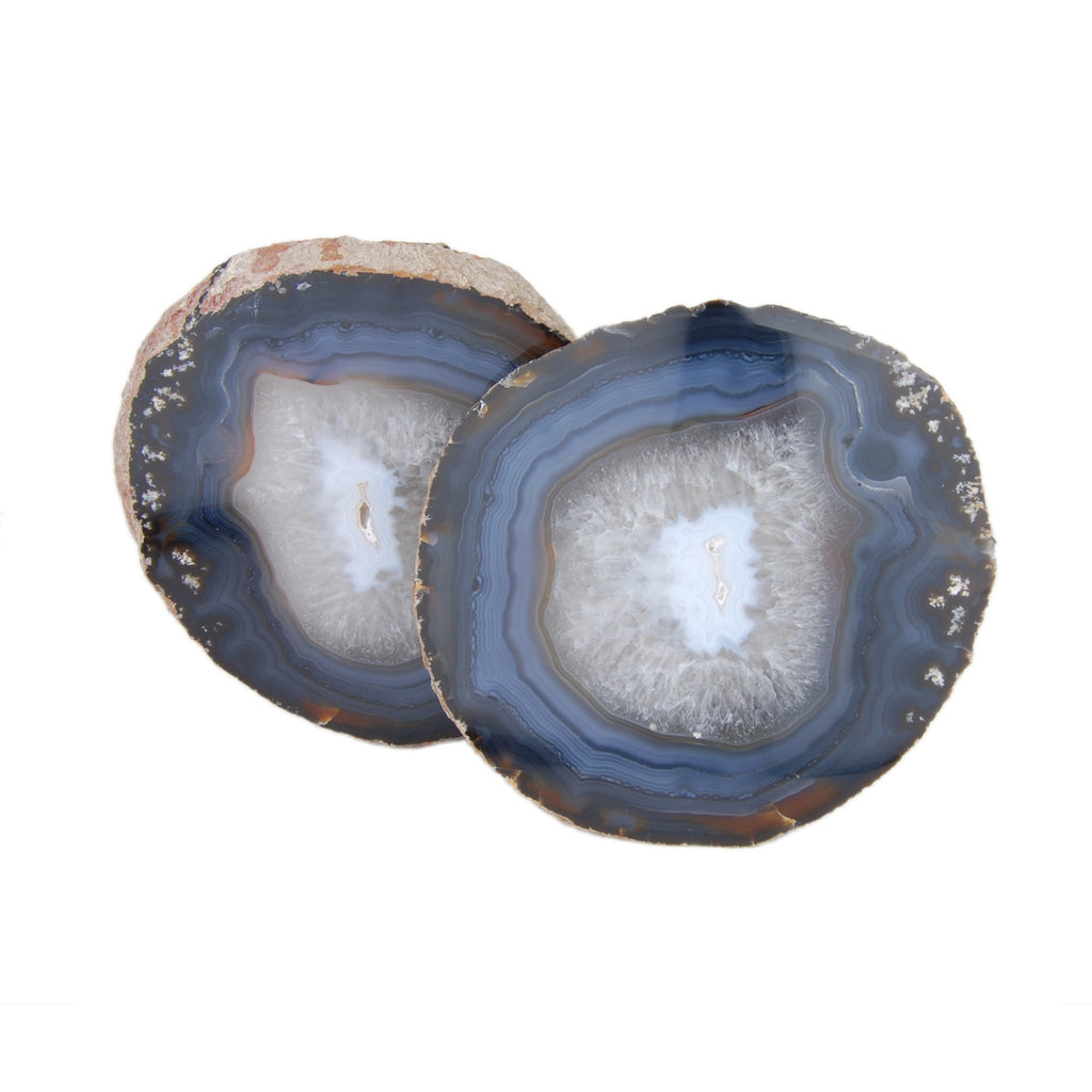 Tranches jumelles épaisses en agate bleue