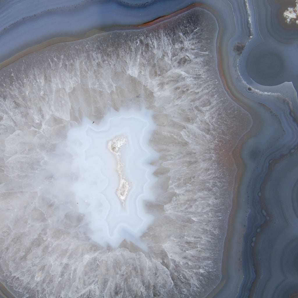 Tranches jumelles épaisses en agate bleue - motif de la face polie