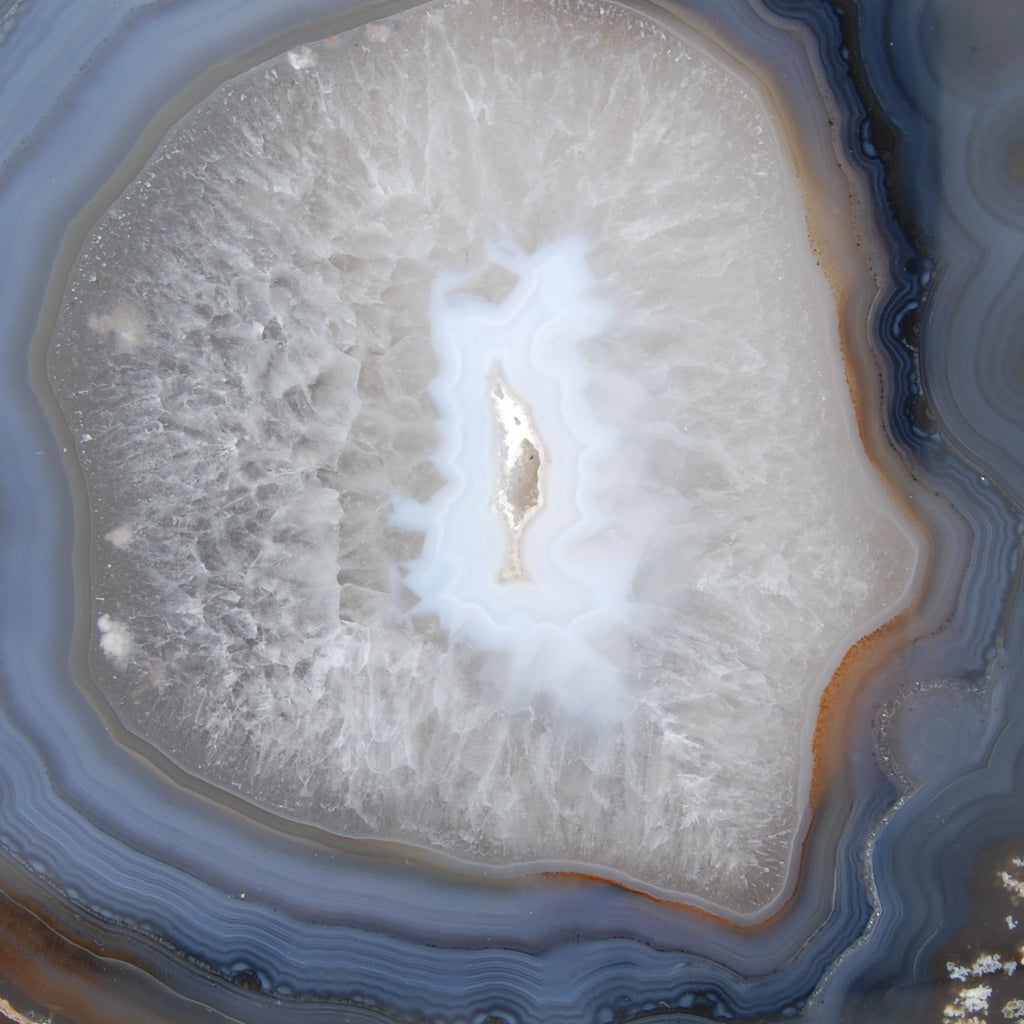 Tranches jumelles épaisses en agate bleue - motif de la face polie