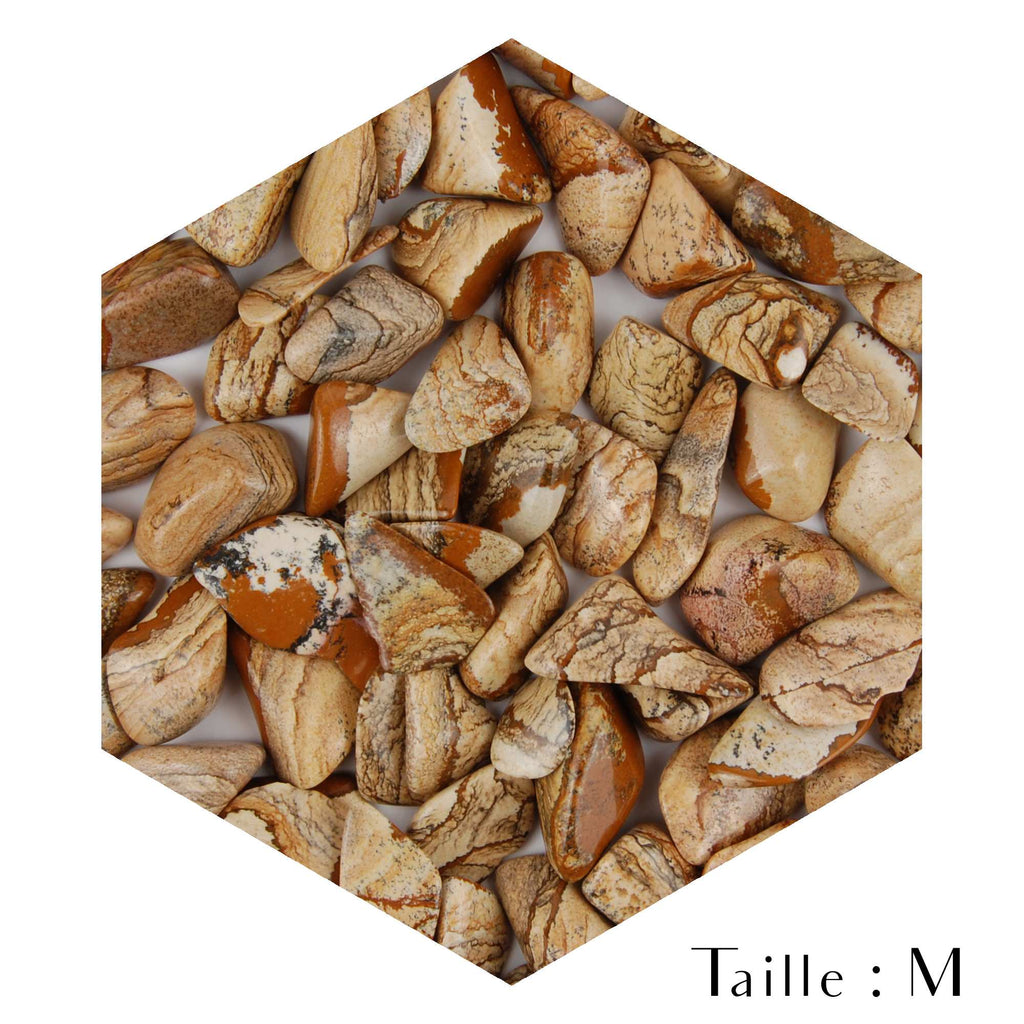 Petits morceaux de pierres roulées de jaspe paysage pour décoration taille M