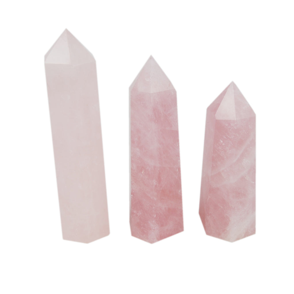 Obélisques de quartz rose de tailles variées